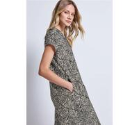 Street One Frauen Gemustertes T-Shirt Kleid in Grün, Gr: 42