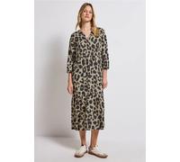 Street One Frauen Gemustertes Volant-Kleid in Beige, Gr: 34