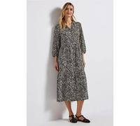 Street One Frauen Gemustertes Volant-Kleid in Grün, Gr: 40