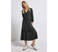 Street One Frauen Gemustertes Volant-Kleid in Grün, Gr: 42