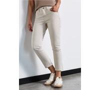 Comfort-fit-Jeans STREET ONE, Damen, Gr. 36, Länge 26, beige stripe washed, Jeans, 89% Baumwolle, 8% Polyester, 3% Elasthan, unifarben, 7/8-Länge, Jeans, Middle Waist (37421401-36) beige stripe washed