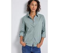 Langarmbluse STREET ONE, Damen, Gr. 38, blau (arona blau), Web, 100% Baumwolle, gestreift, normal normal, V-Ausschnitt, Bündchen, Blusen, aus reiner Baumwolle (37613352-38) arona blau