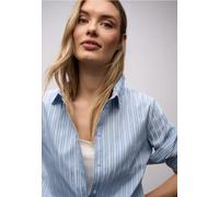 Langarmbluse STREET ONE, Damen, Gr. 42, original blau, Web, 100% Baumwolle, gestreift, klassisch normal, V-Ausschnitt, Bündchen, Blusen, aus reiner Baumwolle (83580228-42) original blau