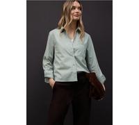 Langarmbluse STREET ONE, Damen, Gr. 38, schwarz mint grün, Web, 79% Baumwolle, 19% Polyamid, 2% Elasthan, gestreift, normal normal, V-Ausschnitt, Bündchen, Blusen, mit Brusttasche (43299032-38) schwar