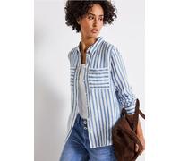 Street One Frauen Gestreifte Leinenhemdbluse in Blau, Gr: 38
