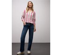 Langarmbluse STREET ONE, Damen, Gr. 40, magenta dream, Stoff, 100% Viskose, gestreift, klassisch normal, V-Ausschnitt, Bündchen, Blusen, im Tunika-Style (30628315-40) magenta dream