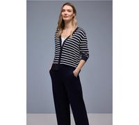 Street One Frauen Gestreifter Cardigan in Blau, Gr: 44