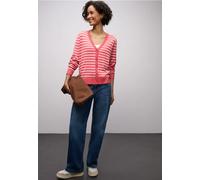 Street One Frauen Gestreifter Cardigan in Pink, Gr: 38