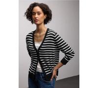 Street One Frauen Gestreifter Cardigan in Schwarz, Gr: 46