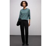 Rundhalspullover STREET ONE, Damen, Gr. 38, mediterra grün, Stoff, 86% Viskose, 14% Polyester, gestreift, normal normal, Rundhals, Rippbündchen, Pullover Rundhalspullover, Rundhalsausschnitt (37177965