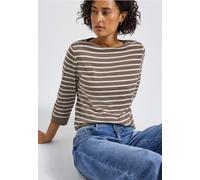 Street One Frauen Gestreiftes Basic Shirt in Braun, Gr: 34