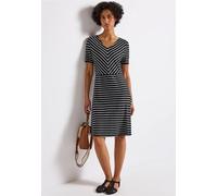 Street One Frauen Gestreiftes Jersey-Kleid in Schwarz, Gr: 44