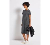 Midikleid STREET ONE, Damen, Gr. 34, EURO-Größen, schwarz, Stoff, 95% Viskose, 5% Elasthan, gestreift, normal knieumspielend, Rundhals, Bündchen, Kleider, soft und trageangenehm (66266048-34) schwarz