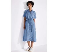 Street One Frauen Gestreiftes Leinenkleid in Blau, Gr: 36