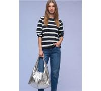 Sweatshirt STREET ONE, Damen, Gr. 44, shadowed navy, Sweatware, 83% Baumwolle, 17% Polyester, gestreift, normal, Rundhals, Rippbündchen, Sweatshirts Sweatshirt (85314247-44) shadowed navy