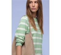 Sweatshirt STREET ONE, Damen, Gr. 40, pale mint grün, Sweatware, 83% Baumwolle, 17% Polyester, gestreift, normal, Rundhals, Rippbündchen, Sweatshirts Sweatshirt (63280315-40) pale mint grün