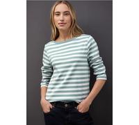 Street One Frauen Gestreiftes U-Boot Shirt in Blau, Gr: 34