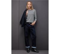 Street One Damen 3228127 Gestreiftes U-Boot Shirt, Deepwater Blue, 44