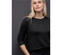 Street One Frauen Glitzer Strick-Look Shirt in Schwarz, Gr: 44