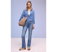 Hemdbluse STREET ONE, Damen, Gr. 34, bonnet blau, Stoff, 100% Lyocell, unifarben, klassisch normal, V-Ausschnitt, Bündchen, Blusen Hemdbluse, mit 3/4 Ärmeln (63830947-34) bonnet blau