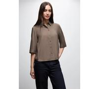 Hemdbluse STREET ONE, Damen, Gr. 38, silk braun, Stoff, 100% Viskose, unifarben, normal normal, V-Ausschnitt, Manschette, Blusen Hemdbluse, mit 3/4 Ärmeln (83334823-38) silk braun