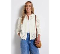 Street One Frauen Hemdbluse mit Lochstickerei in Weiß, Gr: 44