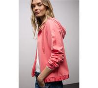 Cardigan STREET ONE, Damen, Gr. 42, striking coral, Stoff, 46% Modal, 46% Polyester, 8% Elasthan, unifarben, comfort fit normal, Rundhals, Bündchen, Strickjacken (59796168-42) striking coral