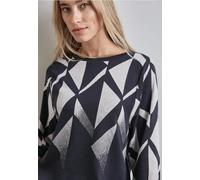 Street One Frauen Jaquard-Shirt in Blau, Gr: 36