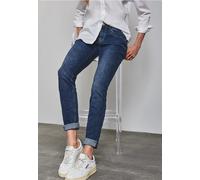 Comfort-fit-Jeans STREET ONE, Damen, Gr. 36, Länge 32, blau (dunkelblau wash), Jeans, 78% Baumwolle, 21% Polyester, 1% Elasthan, unifarben, lang, Jeans, Middle Waist (18202109-36) dunkelblau wash