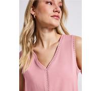 Street One Frauen Jersey-Top mit Häkeldetails in Rosa, Gr: 34