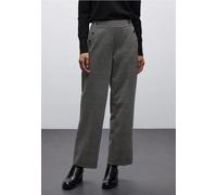 Street One Frauen Karierte Straight Leg Hose in Schwarz, Gr: 32