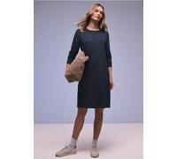 Jerseykleid STREET ONE, Damen, Gr. 44, EURO-Größen, shadowed navy, Jersey, 69% Polyester, 25% Viskose, 6% Elasthan, unifarben, comfort fit normal, Rundhals, Bündchen, Kleider Jerseykleid, in Unifarbe
