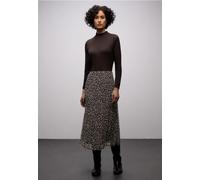 Midikleid STREET ONE, Damen, Gr. 38, EURO-Größen, molten earth, Stoff, Oberteil: 97% Viskose, 3% Elasthan; Rock: 100% Polyester; Unterrock: 100% Viskose, unifarben, normal knöchellang, hoch geschlosse