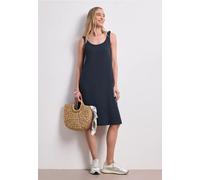 Sommerkleid STREET ONE, Damen, Gr. 38, EURO-Größen, shadowed navy, Stoff, 95% Viskose, 5% Elasthan, unifarben, regular fit knielang, Rundhals, abgesteppt, Kleider Sommerkleid, aus Viskose (91706323-38