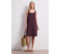Sommerkleid STREET ONE, Damen, Gr. 44, EURO-Größen, rustic rouge, Stoff, 95% Viskose, 5% Elasthan, unifarben, regular fit knielang, Rundhals, abgesteppt, Kleider Sommerkleid, aus Viskose (47983821-44)