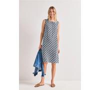 Sommerkleid STREET ONE, Damen, Gr. 46, EURO-Größen, shadowed navy, Stoff, 100% Viskose, gemustert, normal knielang, Rundhals, abgesteppt, Kleider Sommerkleid, aus Viskose (34077025-46) shadowed navy