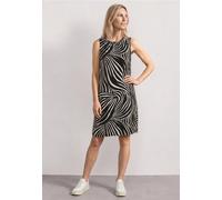 Sommerkleid STREET ONE, Damen, Gr. 42, EURO-Größen, schwarz, Stoff, 100% Viskose, gemustert, normal knielang, Rundhals, abgesteppt, Kleider Sommerkleid, aus Viskose (66176860-42) schwarz
