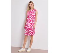 Street One Frauen Knielanges Kleid mit Rundhals und Print in Pink, Gr: 44