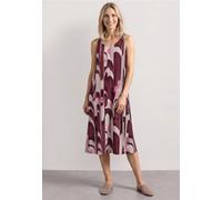 Midikleid STREET ONE, Damen, Gr. 38, EURO-Größen, rustic rouge, Stoff, 95% Viskose, 5% Elasthan, gemustert, normal ca. Mitte Oberschenkel, Rundhals, abgesteppt, Kleider Midikleid, aus Viskose (3567926