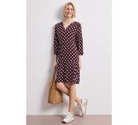 Midikleid STREET ONE, Damen, Gr. 34, EURO-Größen, rustic rouge, Stoff, 100% Viskose, gepunktet, comfort fit knielang, Rundhals, Bündchen, Kleider Midikleid, knielang (21098363-34) rustic rouge