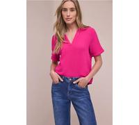 Kurzarmbluse STREET ONE, Damen, Gr. 36, magenta dream, Web, 100% Baumwolle, unifarben, normal normal, Rundhals, Bündchen, Blusen, aus reiner Baumwolle (39179516-36) magenta dream