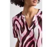 Street One Frauen Kurzarm Bluse mit Split Neck und Print in Rosa, Gr: 46