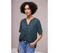 Hemdbluse STREET ONE, Damen, Gr. 36, cool vintage grün, Stoff, 100% Viskose, gemustert, klassisch normal, Rundhals, normaler Saum, Blusen Hemdbluse, mit geschlitztem Rundhalsausschnitt (11849918-36) c