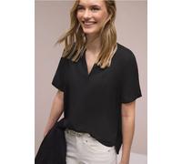 Kurzarmbluse STREET ONE, Damen, Gr. 36, schwarz, Stoff, 100% Viskose, unifarben, normal normal, Rundhals, Bündchen, Blusen, aus softer Viskose (25756762-36) schwarz