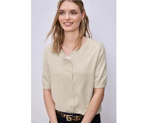 Street One Frauen Kurzarm Cardigan mit Rundhals in Beige, Gr: 46