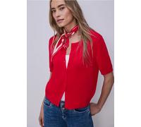Cardigan STREET ONE, Damen, Gr. 36, salsa rot, Strick, Obermaterial: 60% Viskose, 40% Baumwolle, unifarben, normal hüftbedeckend, Rundhals, Bündchen, Strickjacken, Kurzarm-Cardigan mit Rundhals (39253