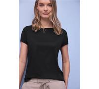 Street One Frauen Kurzarm Longshirt mit Rundhals in Schwarz, Gr: 34