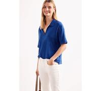 Poloshirt STREET ONE, Damen, Gr. 40, amparo blau, Web, 50% Modal, 50% Baumwolle, unifarben, comfort fit normal, hoch geschlossener Ausschnitt, normaler Saum, Shirts, im soften Baumwoll-Mix (77822702-4