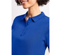 Street One Frauen Kurzarm Poloshirt in Rippstruktur in Blau, Gr: 42