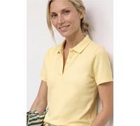 Poloshirt STREET ONE, Damen, Gr. 46, soft gelb, Web, 97% Baumwolle, 3% Elasthan, unifarben, normal normal, hoch geschlossener Ausschnitt, abgesteppt, Shirts, aus Baumwolle mit Stretchante (56247327-46